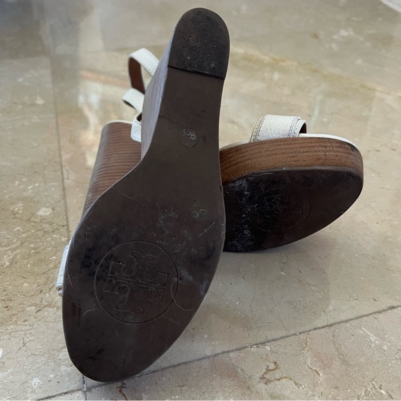 Tory Burch White Platform Wedge Sandals Size 10 - Picture 6 of 7